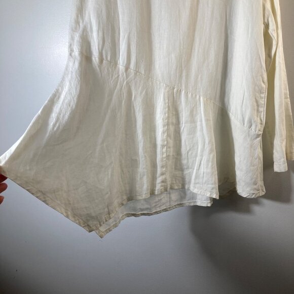 Womens Tiar Bellomo Linen Lagenlook Tunic Flower Detail Ivory M - Picture 7 of 9